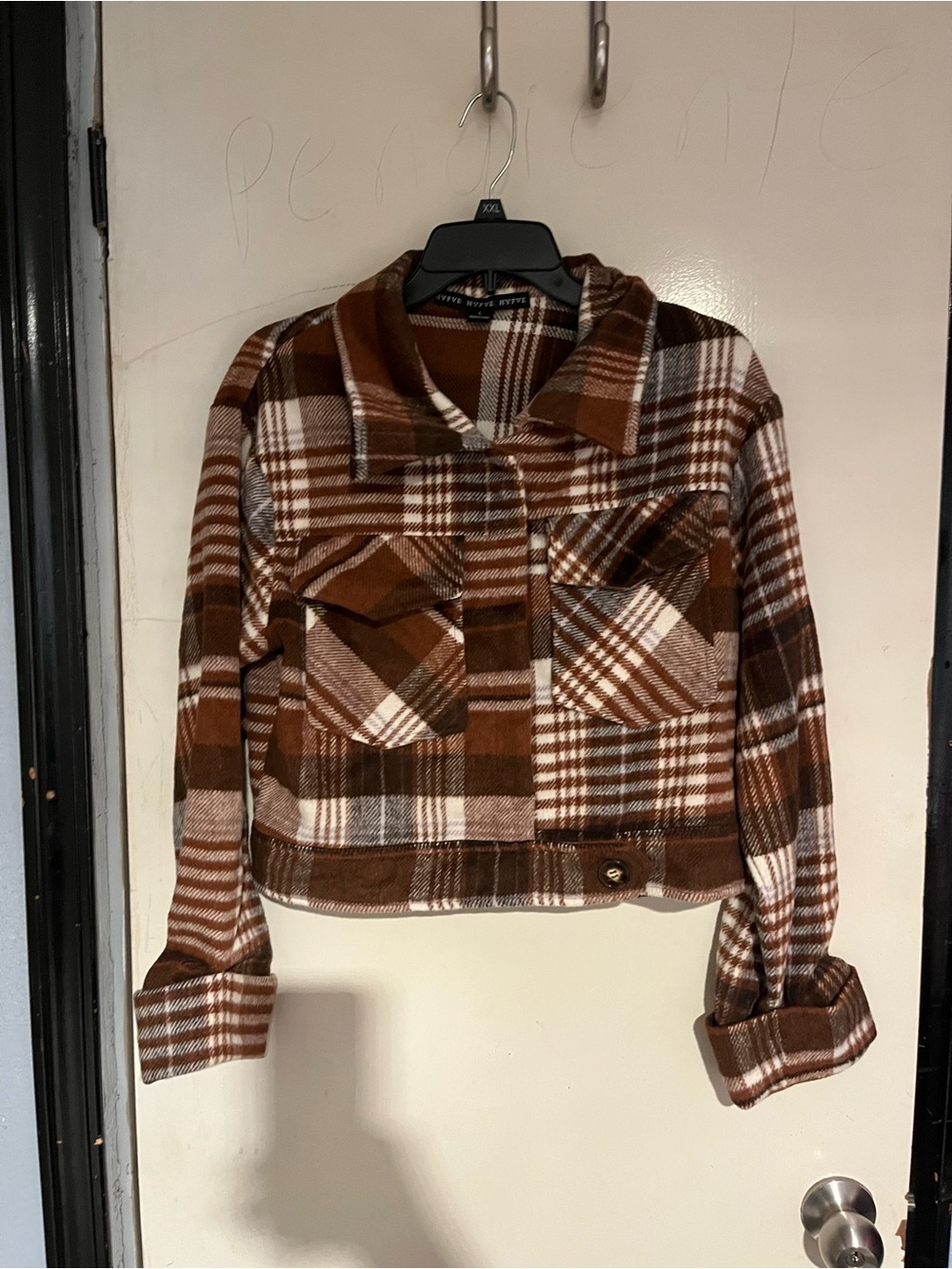 HYFVE Brown Plaid Cropped Jacket